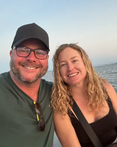 Tim and Liz on the island